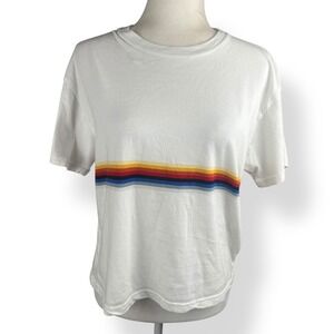 John Galt Shirt Womens Size Small Rainbow Stripe Pride Retro Tee Tumblr Era